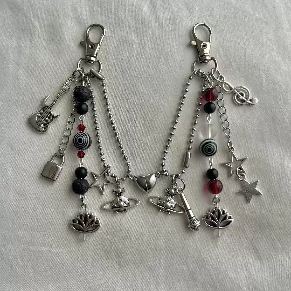 Pendant charm, handmade beaded phone & bag accessory with alloy car, 12×3×1 cm, 16 g