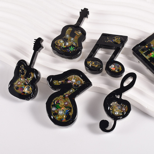 DIY Crystal Resin Flowing Sand Music Instrument Pendant Mold, Note Guitar Piano Flowing Sand Pendant Bracket Mold