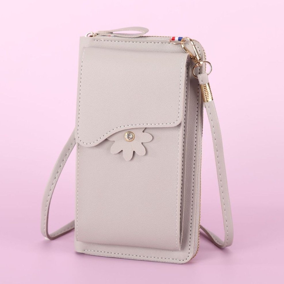 Long solid color capacious wallet with zipper