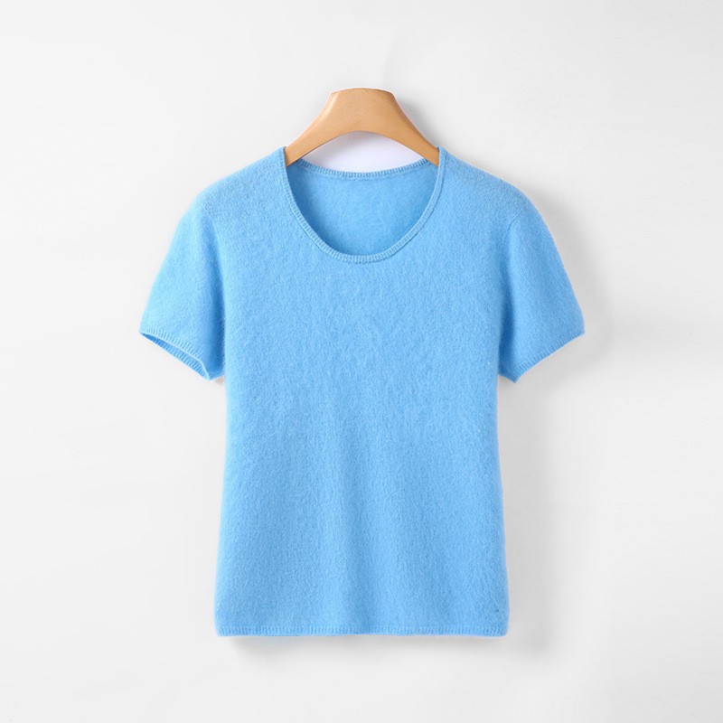 Autumn and Winter Large Round-Neck Base Shirt for Women, Thin Rolled-Edge Pullover, Loose Candy-Colored Korean Style T-Shirt, Brushed Cashmere Sweater