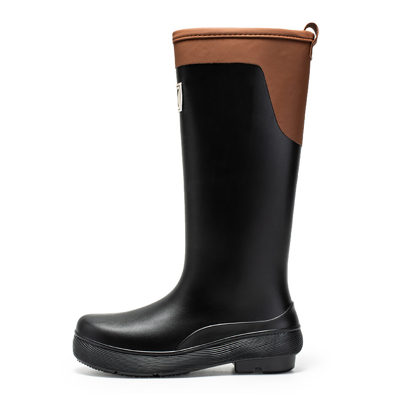 Botas de lluvia de tubo alto, botas de lluvia de moda para mujer, zapatos impermeables de suela gruesa para exteriores, zapatos de goma y botas de agua de tubo largo de terciopelo, mujeres transfronterizas image 6
