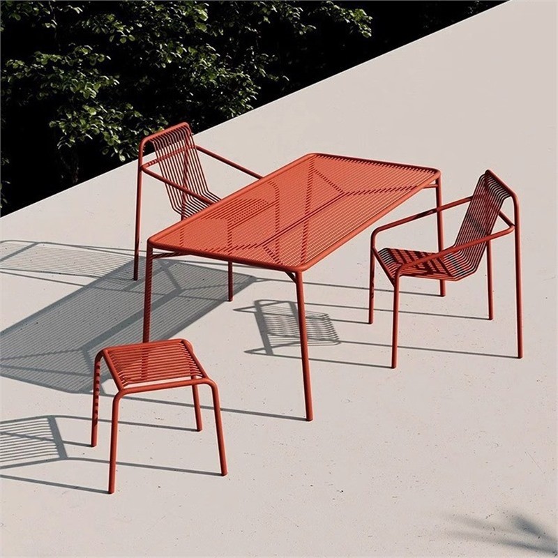 Garden Balcony Outdoor Table and Chair Leisure Simple Dopamine Open-Air Courtyard Milk Tea Coffee Shop Dining Table and Chair Set