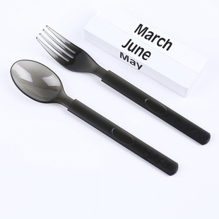 Disposable Plastic Spoon Separate Packaging Western Food Knife and Fork Steak West Point Dessert Spoon Long Handle Spoon Milk Tea Shop Light Food