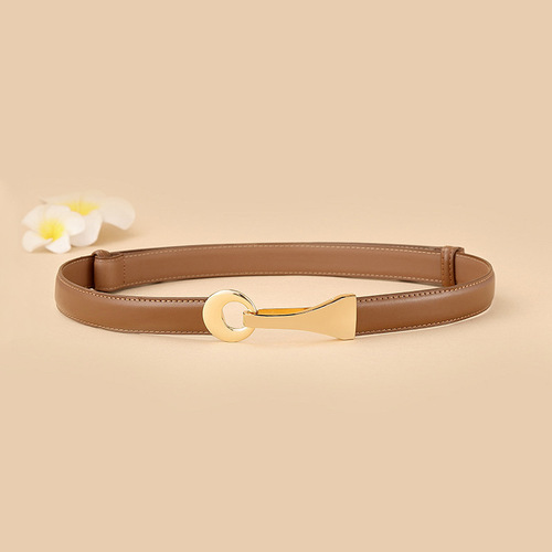 Genuine leather belt for women, slim belt for dresses, versatile leather belt for suits, thin fashion belt for women