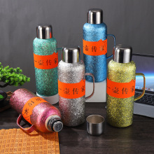 高端机械表显温热水壶纯钛内胆真空保温壶大容量家用旅行闷茶壶