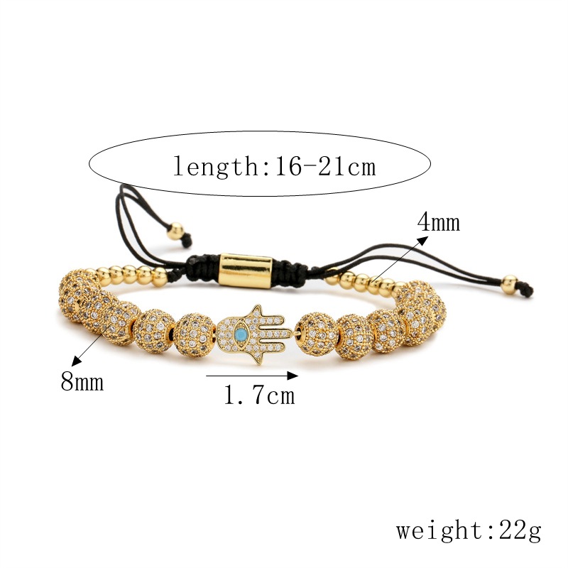 Simple Style Palm Eye Copper Inlay Zircon Bracelets 1 Piece