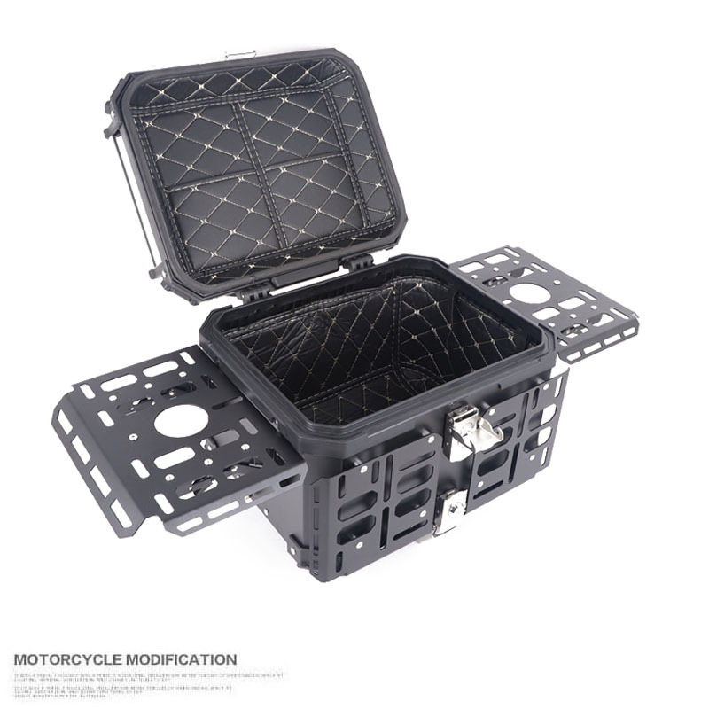 Motorcycle Modified Aluminum Alloy Quick-Release Tail Box 45L Dual Lock Waterproof Anti-Collision Universal Rear Tail Box Scooter Tail Box