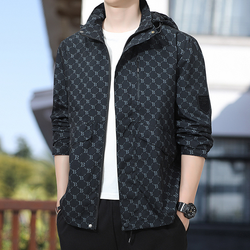 Giacca da uomo primavera e autunno calda giacca a vento moda casual con cappuccio Douyin stile caldo_voghion.com