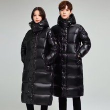 情侣同款白鸭绒极寒外套2025冬长款过膝羽绒服女男女大牌连帽潮流