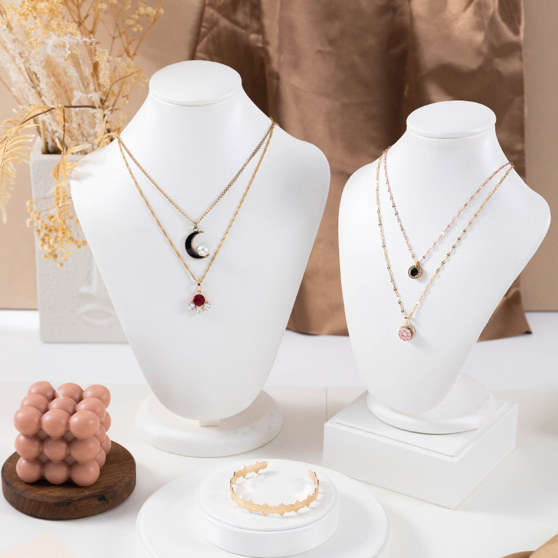 Necklace model hanger livestream jewelry neck model counter display window jewelry display props white necklace display rack