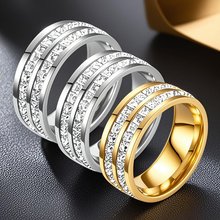 不锈钢钛钢戒指女百搭批发单排钻ins18K满天星不掉色饰品指环素圈