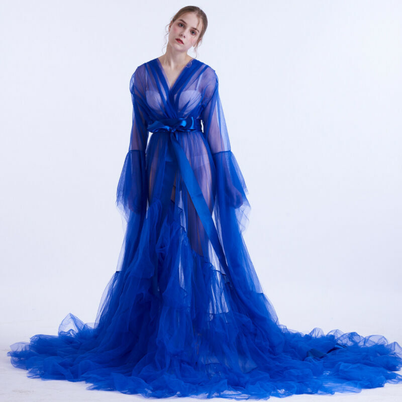 European and American bridal mesh dress wedding robe wedding dress with sleeves big trailing Ball party dress evening dress