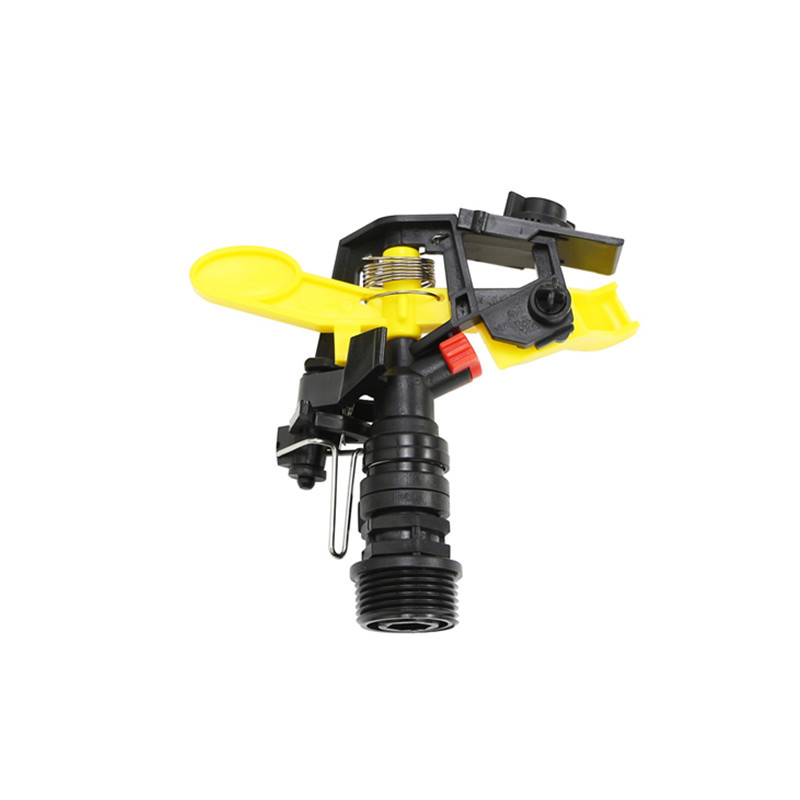 Boquilla oscilante giratoria giratoria de plástico amarillo de 6 puntos al por mayor, ángulo controlable, boquilla de riego por aspersión de jardinería de césped, enfriamiento