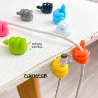 Creative thumb wire organizer multi-function data cable return storage seamless strong glue cute non-perforated hook