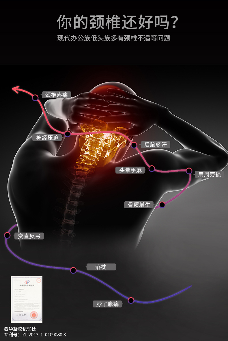 凝胶枕头慢回弹记忆棉清凉枕芯斯蒂亚诺记忆枕 凝胶枕批发详情5