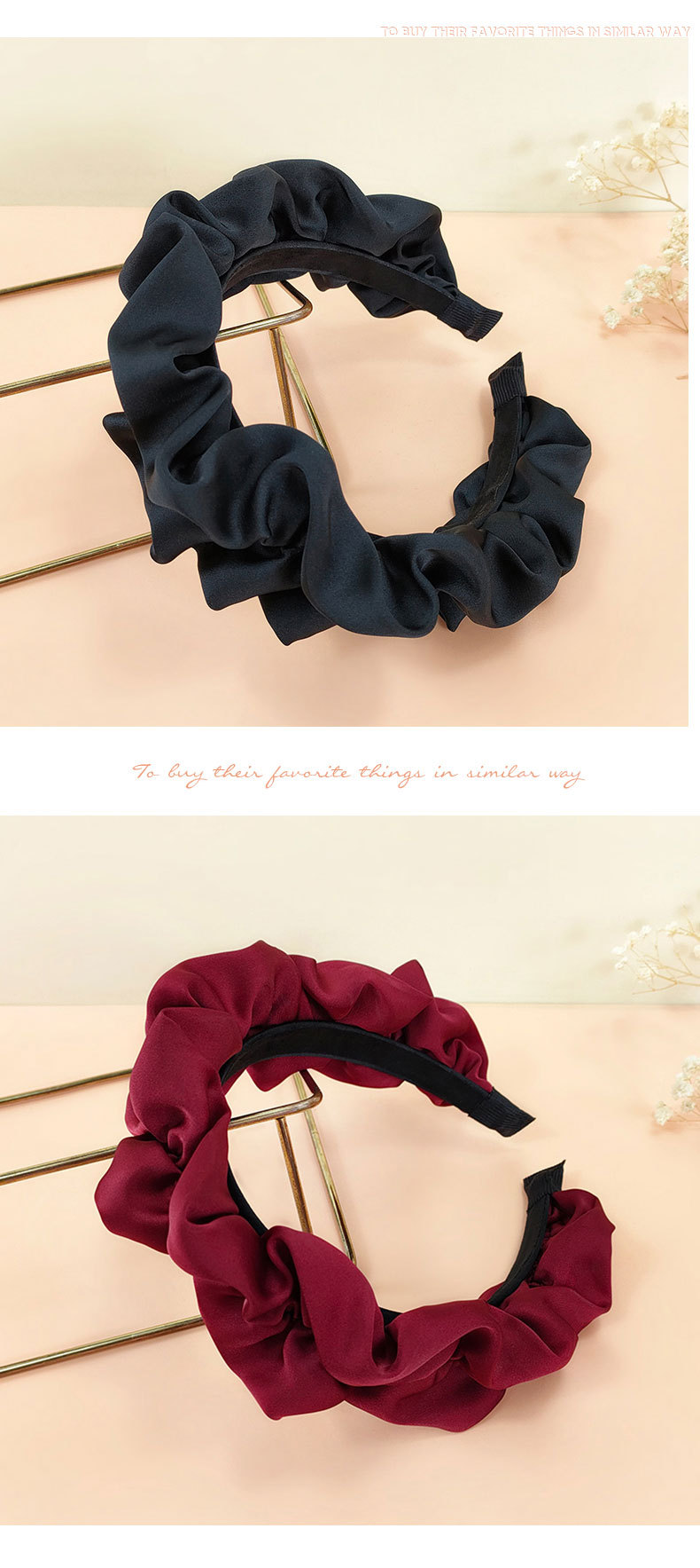 simple fabric pleated headband simple widesided chiffon headbandpicture2