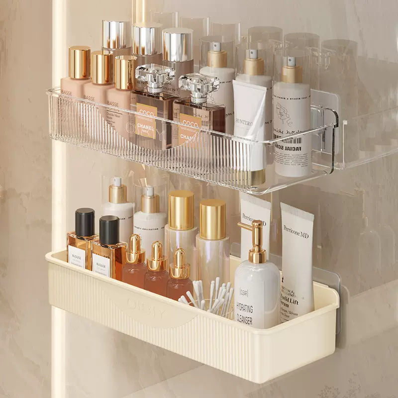 轻奢置物架浴室毛巾架收纳架浴室免打孔置物架浴室吸盘式置物架