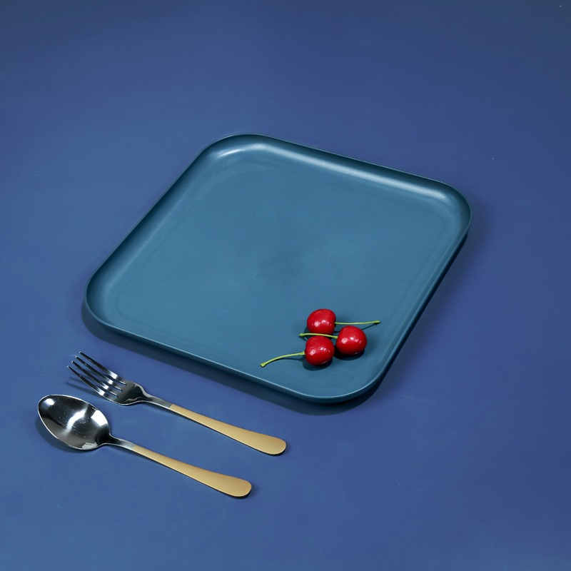 Bandeja cuadrada paja de trigo hogar taza de té plato de fruta bandeja de puesto placa resistente a la caída placa duradera