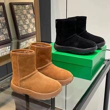 纯羊毛雪地靴女款厚底防水防滑皮毛一体女鞋加绒加厚东北保暖棉鞋