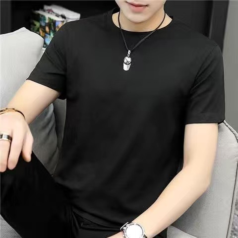Camiseta de manga corta de los hombres camisa de fondo de media manga suelta de los hombres cuello redondo versátil camiseta pareja juvenil mismo estilo puesto de suministro