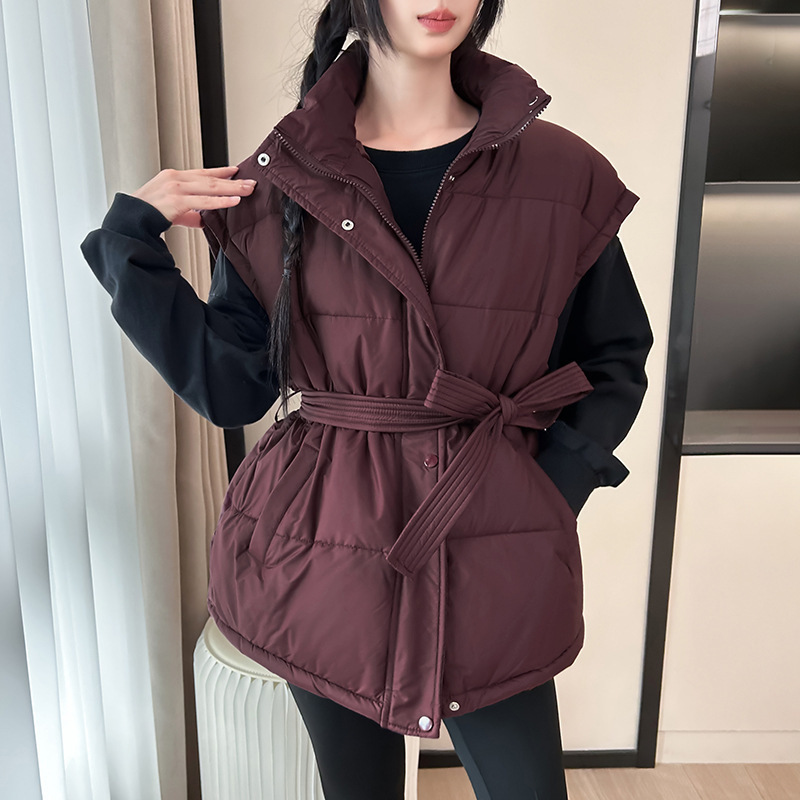 收腰棉服背心马甲女秋冬新款立领2025年韩版宽松时尚加厚洋气外套|undefined