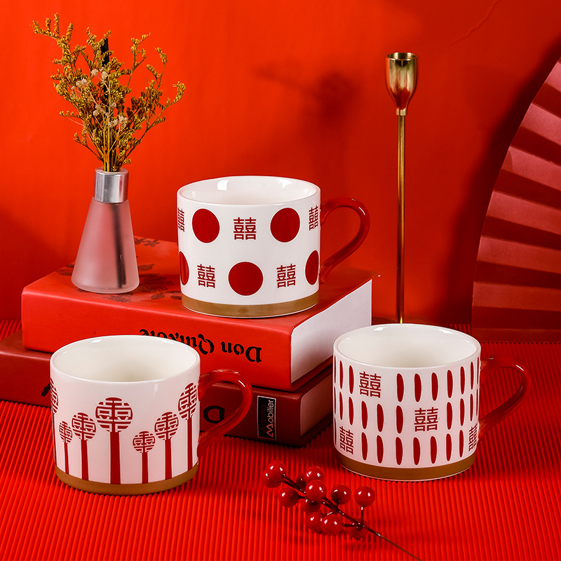 Taza de gran capacidad, regalo de dibujos animados, taza de cerámica para niños, juego de taza de color bajo vidriado pintado a mano, regalo creativo