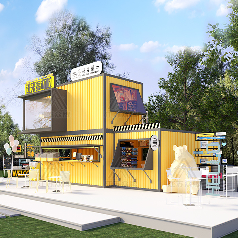 Contenedor red de viviendas móviles tienda de té con leche roja tienda móvil tienda de contenedores quiosco de café tienda