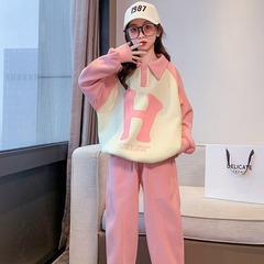 女童套裝秋裝2024新款時髦洋氣韓版大童春秋polo衫長袖衛衣兩件套
