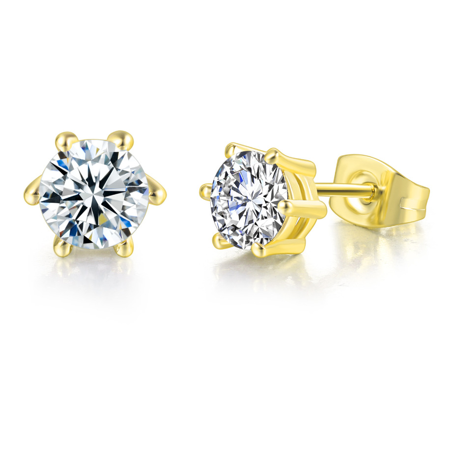 Classic Diamond Stud Earrings Geometric Zircon Fashion Jewelry_voghion.com