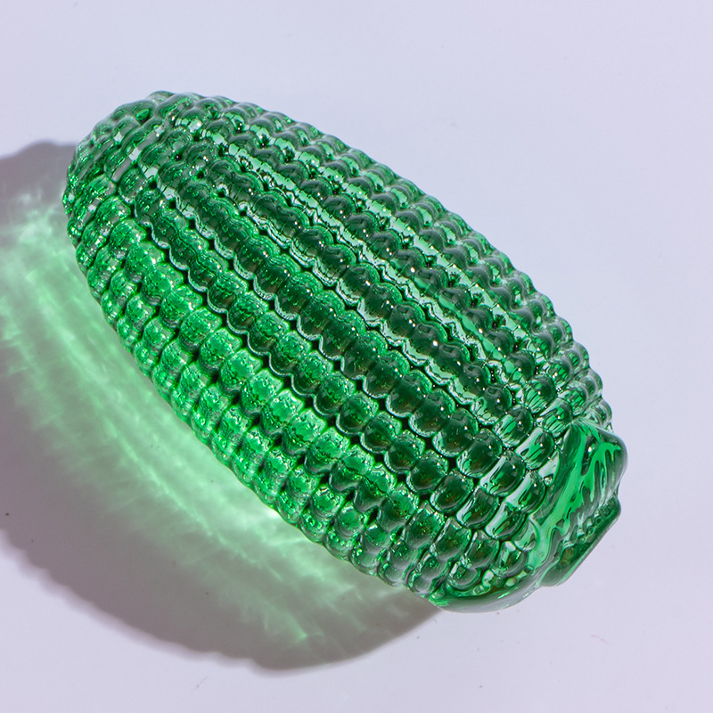 Ornamento de maíz de cristal de cristal de vidrio, maíz de color, maíz hecho a mano puro, maíz amarillo, decoración del hogar