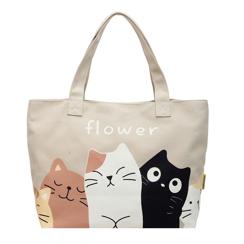 Bolsa de lona para mujeres 2026 nuevo estilo simple de moda lindo gatito patrón de oficina mochila de viaje