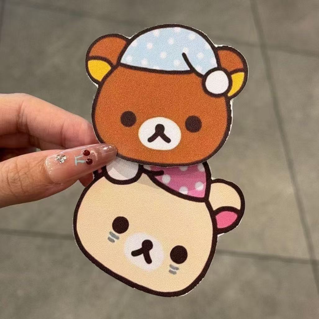 Vintage Cute Cartoon Hat Rilakkuma Velcro Girl Forehead Side Hair Sticker Organizing Tool Seamless Hair Accessory