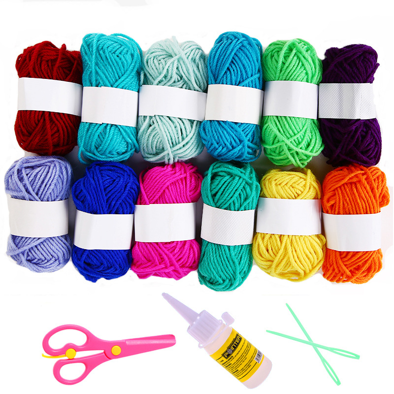 Colorido bola de lana de los niños hechos a mano DIY tejido pegatinas kindergarten materiales hechos a mano