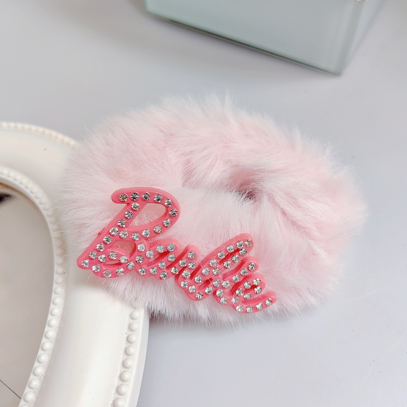 Dopamina dulce y picante Barbie Rosa mullida carta intestino grueso banda de pelo chica princesa cuerda de pelo Rosa rojo blanco tocado