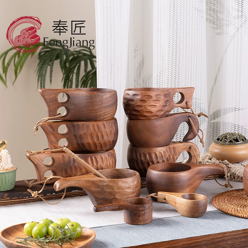 DIY деревянная деревянная Milk Cup Acacia Wood Salad Solid Wood Creative Malker Cup Cup Cup Cup Cup Cup