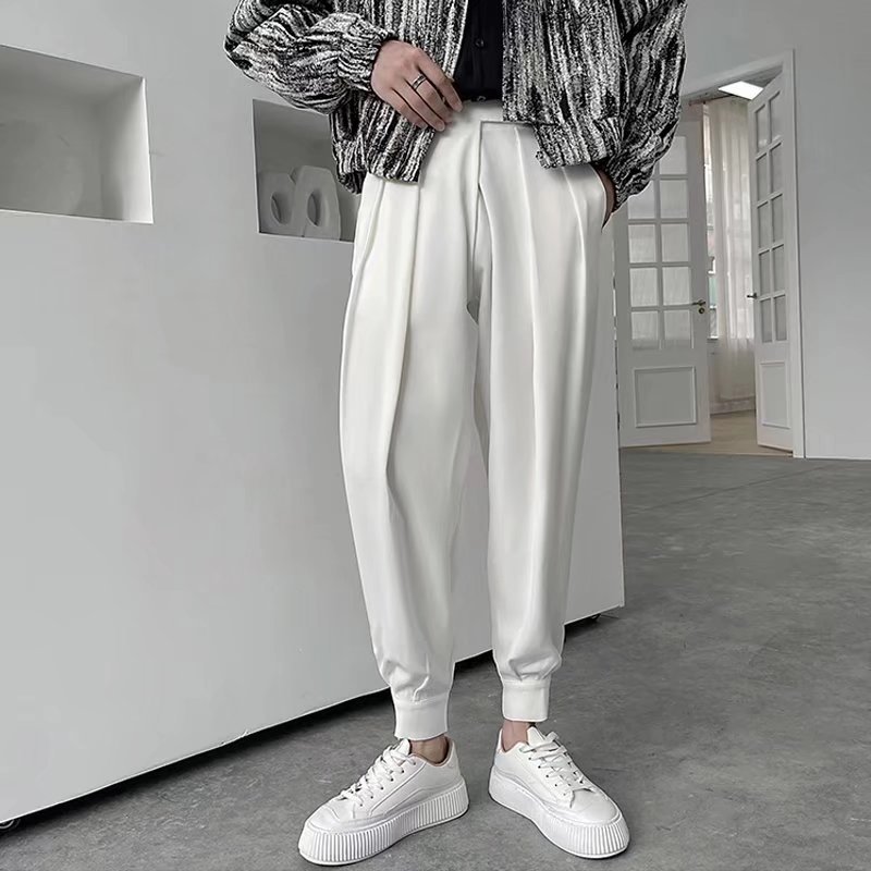 Title 2, Calças Casuais Masculinas Soltas de Cor Sólida ...