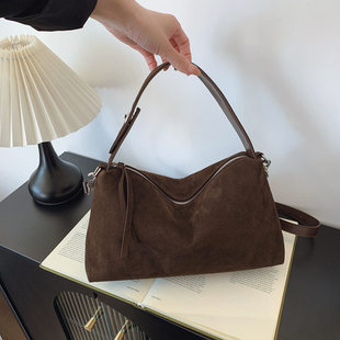 Demi-season matte underarm bag, shoulder bag, capacious tape, one-shoulder bag, bag strap, genuine leather, Korean style