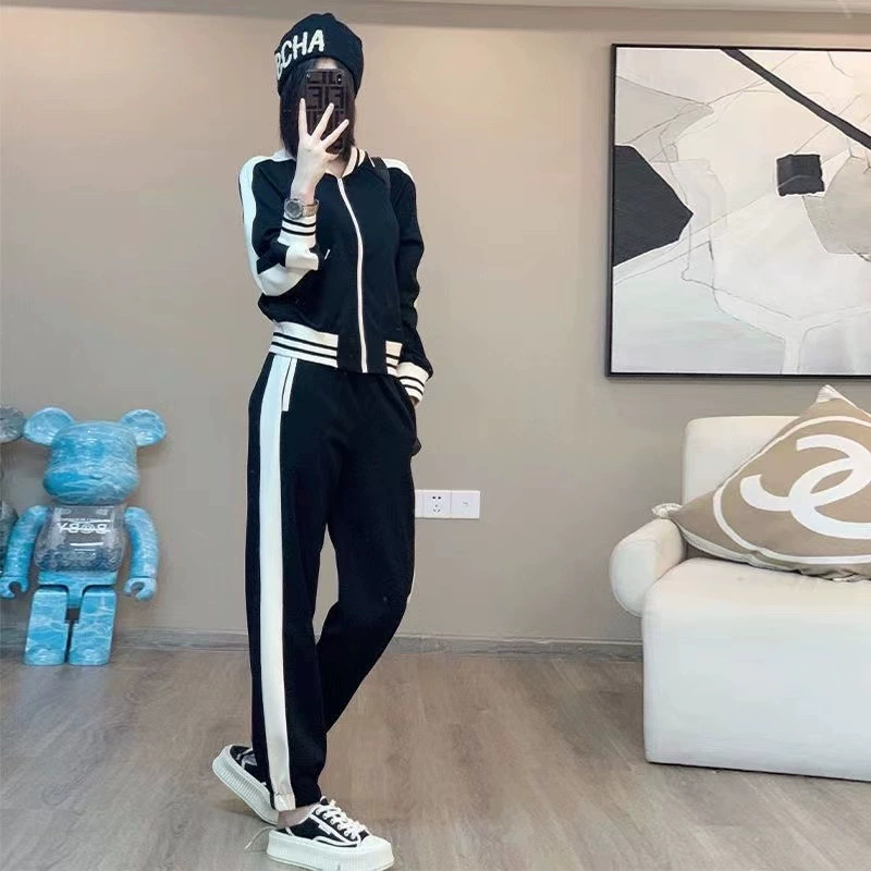 Модный Европейский спортивный костюм для отдыха, женский весна и осень 2023, новая мода, бейсбольный свитер с вышивкой в иностранном стиле, комплект из двух предметов