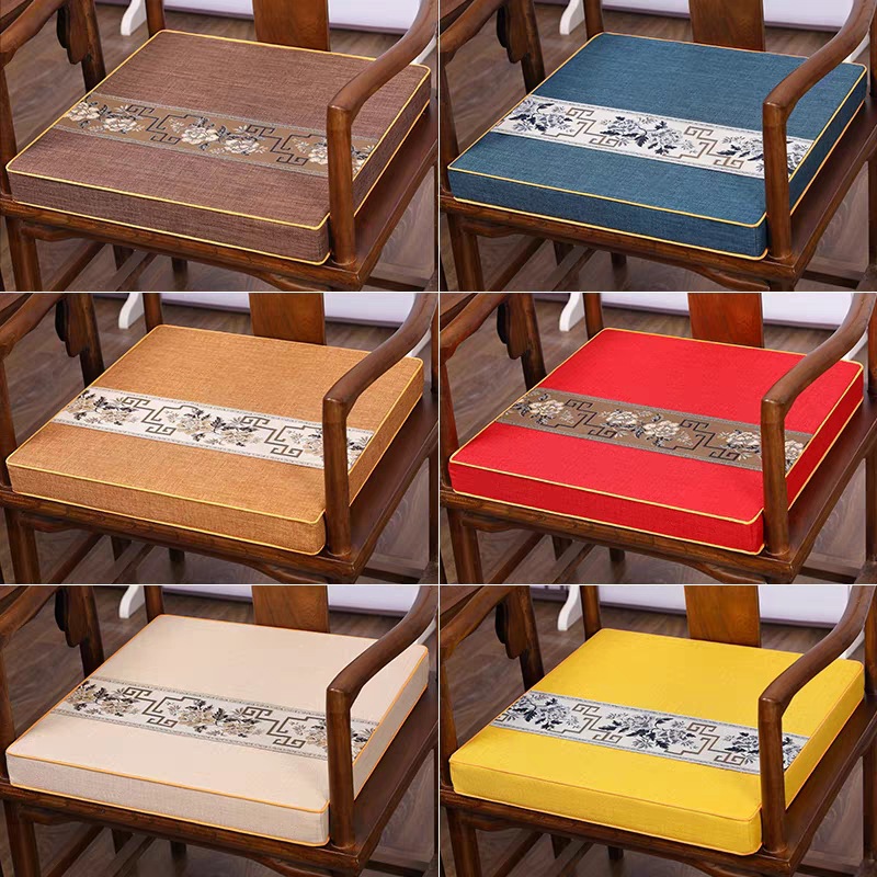 中式椅垫坐垫红木沙发椅子垫刺绣实木餐椅圈椅座垫茶椅垫凳子垫子