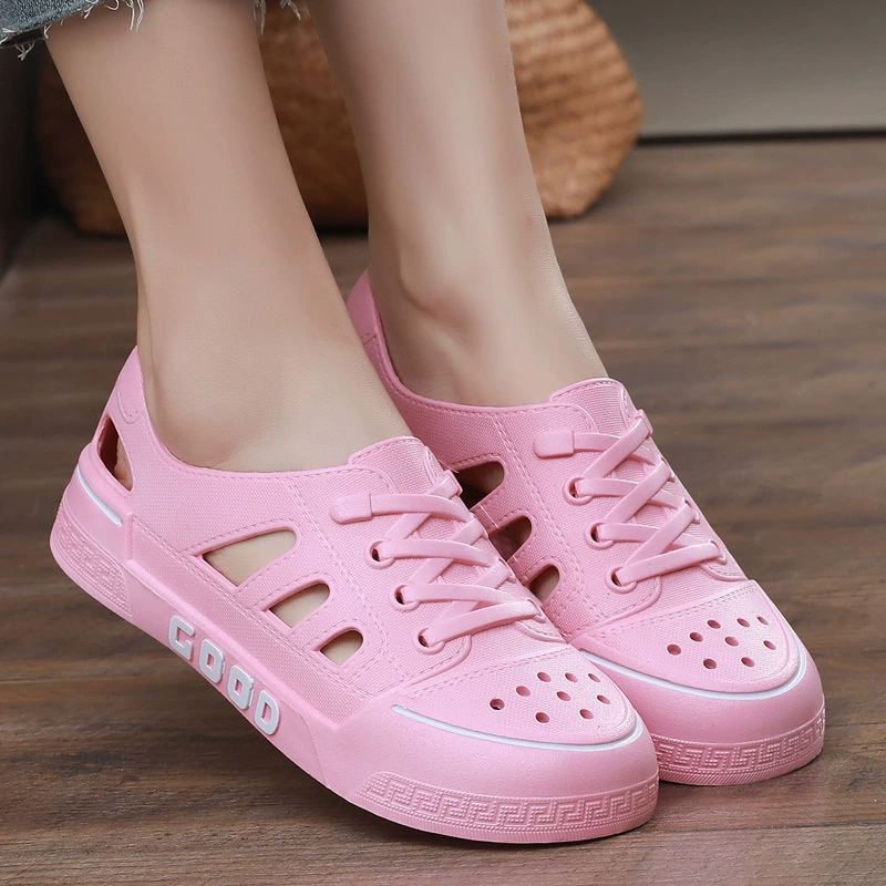 Летние новые пляжные туфли с полыми отверстиями на открытом воздухе походы по мокрой и сухой носимой мягкой подошве Удобные белые туфли