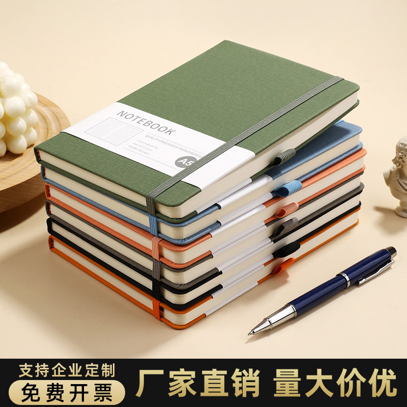 Customized Notebook for Business, Cross-Border, Hard Cover, Simple Strap Diary, Amazon Office Stationery Wholesale, Note Book