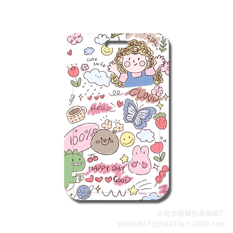 귀여운 낙서 소녀 카드 홀더