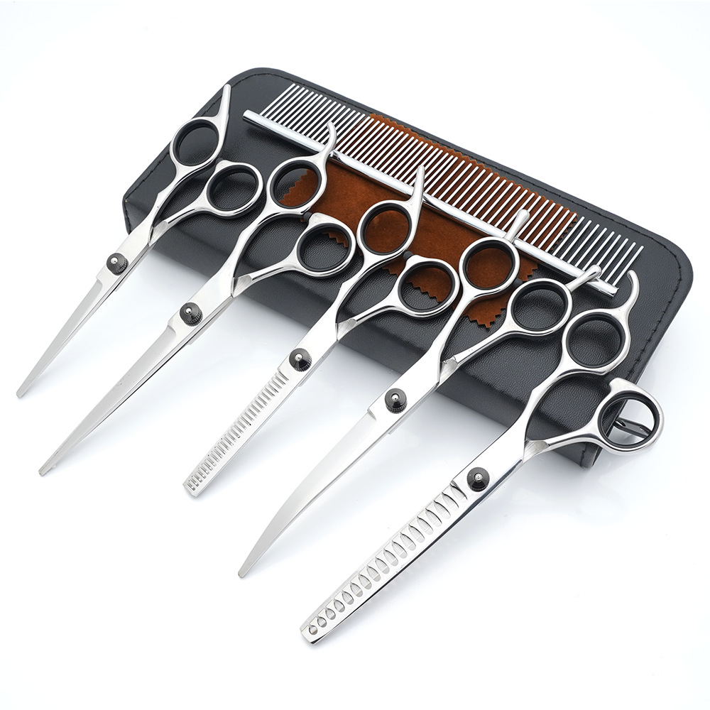 Tijeras para mascotas, tijeras de corte de pelo para perros, tijeras de dientes delgadas profesionales, tijeras de corte de pelo, tijeras de pelaje, juego de herramientas de limpieza