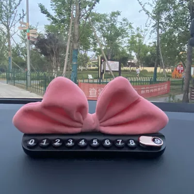 New Temporary Parking Number Plate with Nömrəli dayanma kartı - textured-black-number-plate-pink-bow