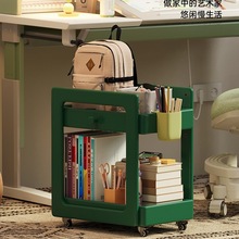 全实木儿童书包架置物架落地家用桌下书本架移动小书柜客厅储物架