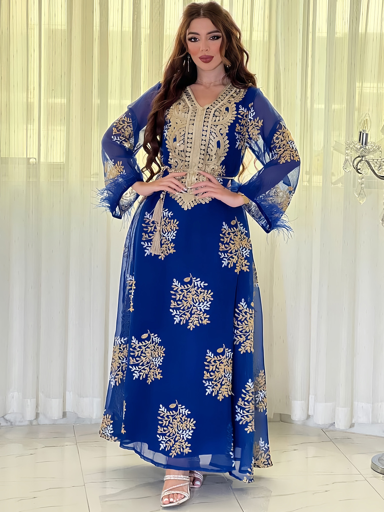 Damenbekleidung Bestickte muslimische Roben Arabische Kleidung Kleider_voghion.com