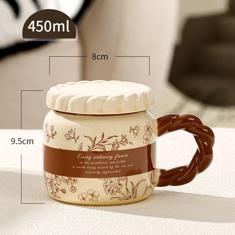 Taza de cerámica retro francesa Taza de agua de oficina Taza de alto valor Dormitorio en casa Taza de café Taza de pareja Hombre