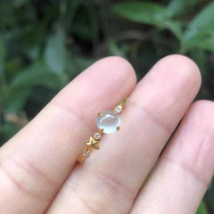 網紅直播熱賣玻璃冰種小蛋面輕奢開口戒指光身女式簡約大方女式款