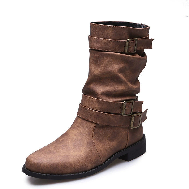 Demi-season boots, for import, mid-length, plus size