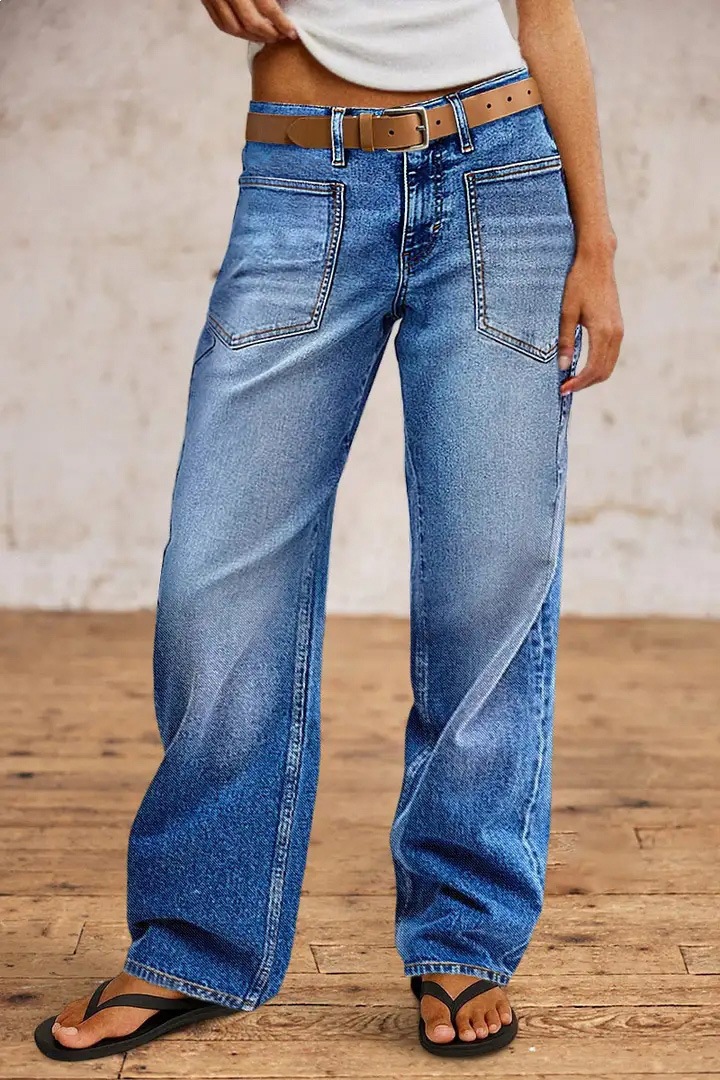 Jeans Rectos para Mujer de Mezclilla de Algodón, Cintura Alta, Elástico, para Uso Diario image 7